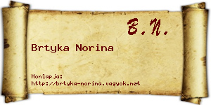 Brtyka Norina névjegykártya